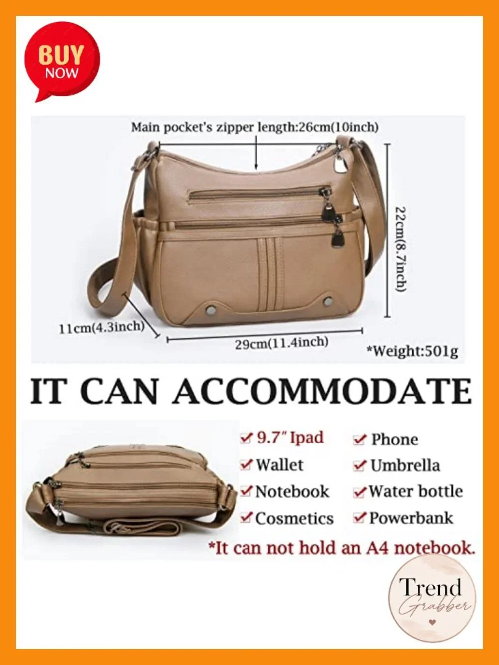 Women PU Leather Shoulder Handbag Multi Pocket Crossbody Tote Satchel